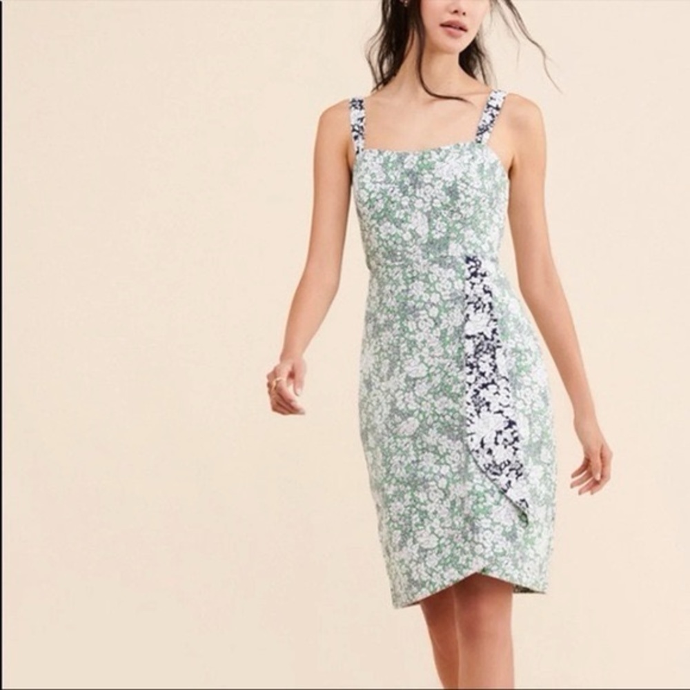 Maeve Green and White Floral Dress